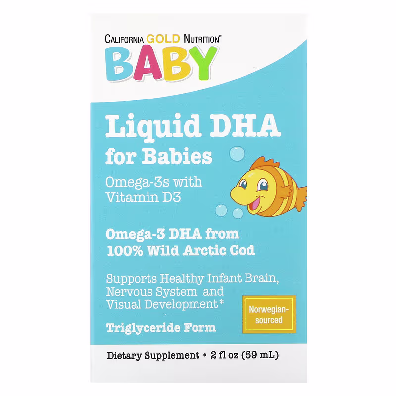 California Gold Nutrition, 嬰兒 DHA，含維生素 D3 和 EPA 的 Omega-3s，2 液量盎司（59 毫升）